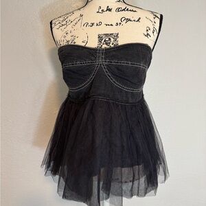 Pilcro Black Top with Cream Contrast Stitching